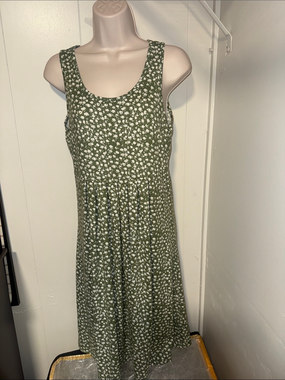 Women's Olive Green Floral Tank Dress